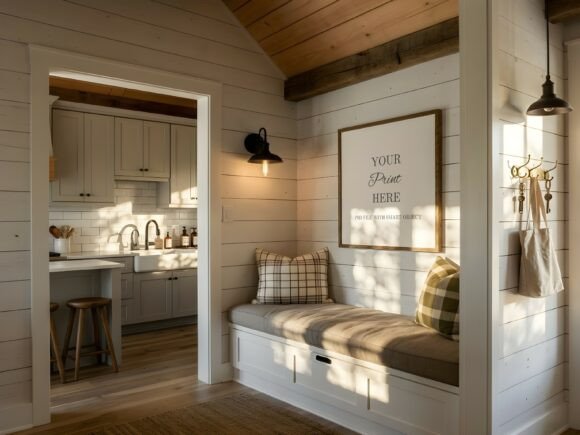 Download Modern Farmhouse Nook Wall Frame Mockup - Premium Resources