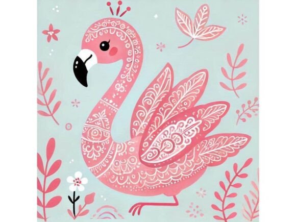 Download Cute Flamingo with Ornate Patterns Along - Ornate patterns Collection