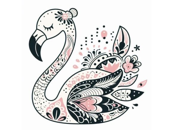 Download Cute Flamingo with Ornate Patterns Along - Ornate patterns Collection