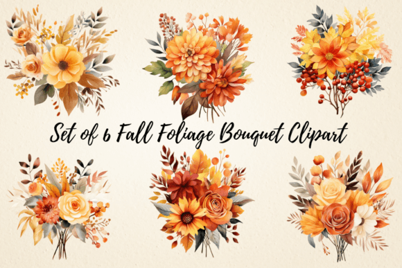 Download Fall Foliage Bouquet Watercolor Clipart - Fall foliage Collection