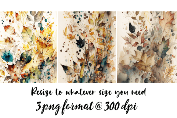 Download Fall Foliage Watercolor &amp; Ink 3 Designs - Fall foliage Collection